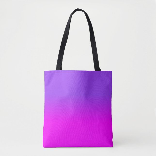 Neon Purple and Hot Pink Ombre Shade Colour Fade S Tote Bag (Front)