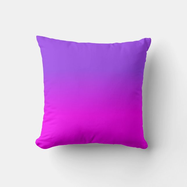 Neon Purple and Hot Pink Ombre Shade Colour Fade Throw Pillow (Front)