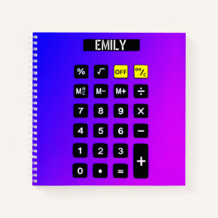 Neon Purple And Pink Calculator with Name  Notebook