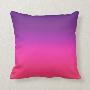 Neon Purple and pink ombre abstract design Throw Pillow
