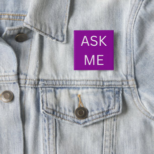 Neon Purple Ask Me Button Volunteer, business 