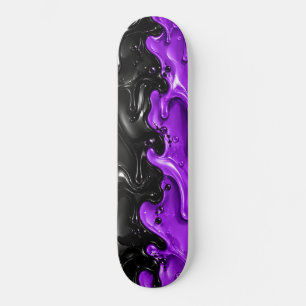 Neon Purple Black Slime Dripping Melting Glossy Skateboard