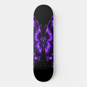 Neon Purple Butterfly Skateboard – Black Gothic