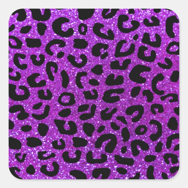Neon purple cheetah print pattern square sticker (Front)