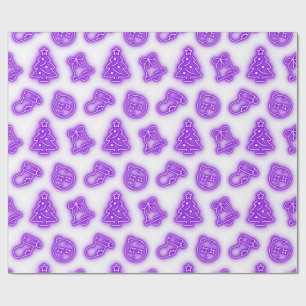 Neon Purple Christmas on White Wrapping Paper