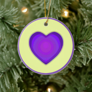 NEON & purple hearts beating Ceramic Ornament
