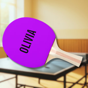 Neon Purple Modern Name   Trendy Minimalist  Ping Pong Paddle