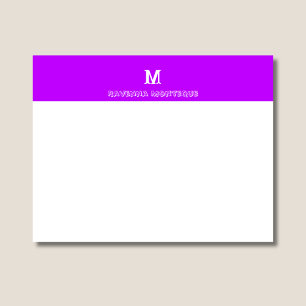 Neon Purple Personalized Name Letter Monogram Card