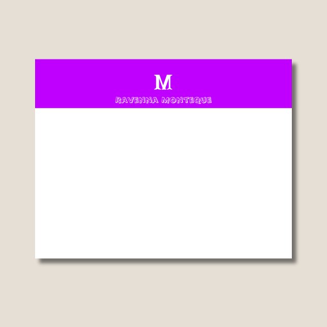 Neon Purple Personalized Name Letter Monogram  Card (Creator Uploaded)