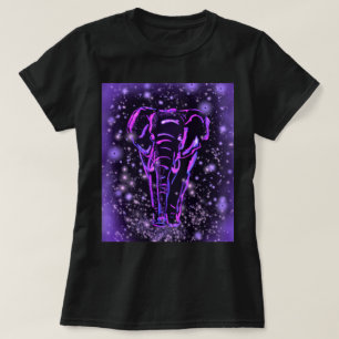 Neon Purple Pink Elephant T-Shirt In Starry Night