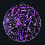 Neon Purple Pink Elephant Walking At Starry Night  Dartboard<br><div class="desc">Neon Purple Pink Elephant Walking At Starry Night Magic Animal Drawing - Choose / Add Your Unique Text / Colour - Make Your Special Gift - Resize and move or remove and add elements / image with customization tool ! - Drawing and Design by MIGNED. You can also transfer my...</div>