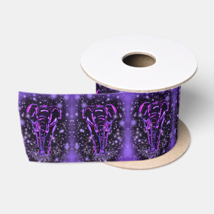 Neon Purple Pink Elephants Ribbon Satin Ribbon