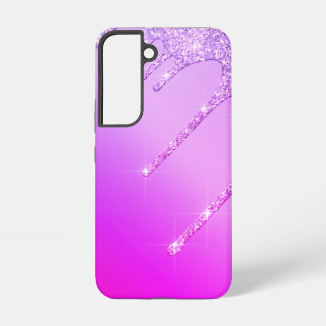 Neon Purple Pink Glitter Sparkle Samsung Galaxy S22 Case (Back)