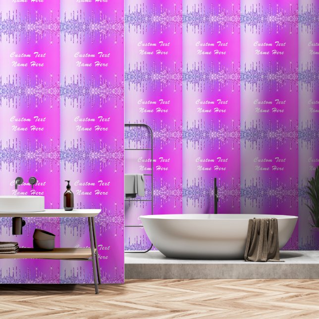 Neon Purple Pink Glitter Wallpaper Custom Text (Bathroom)