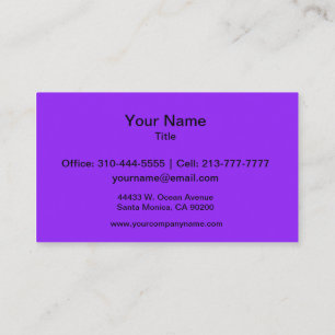 Neon Purple Solid Colour Customize It Business Card