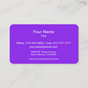 Neon Purple Solid Colour Customize It Business Card