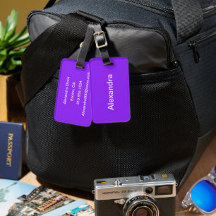 Neon Purple Solid Colour Customize It Luggage Tag