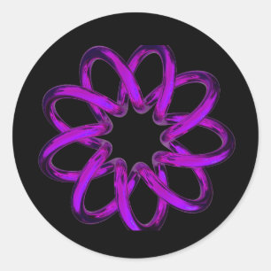 Neon Purple Torus On Black Background Classic Round Sticker