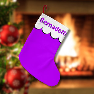 Neon Purple White 3D Elegant Name Personalized Small Christmas Stocking
