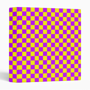 Neon Purple Yellow Chequered Chequerboard Vintage Binder