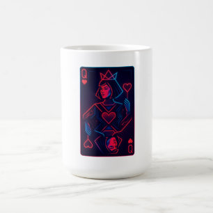 Neon Queen of Hearts — Retro-Futurist Synthwave Coffee Mug