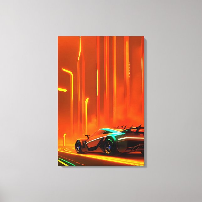 Neon Race Night 3000 - Ken Gauge Art Canvas Print (Front)