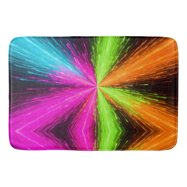 Neon Radial Burst Explosion Bath Mat (Front)