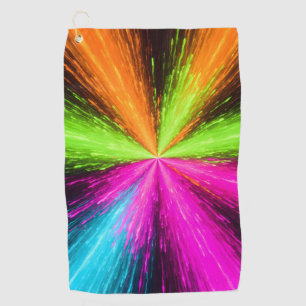 Neon Radial Burst Explosion Golf Towel