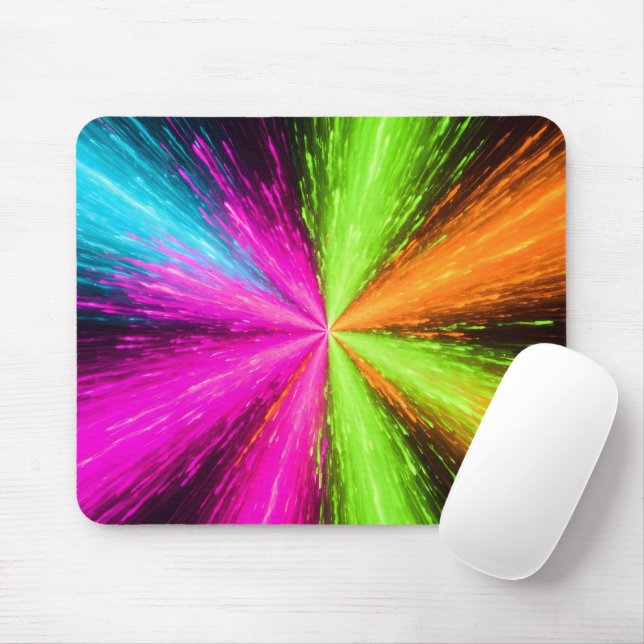 Neon Radial Burst Explosion Mouse Pad (With Mouse)