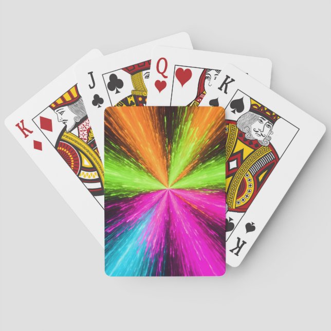 Neon Radial Burst Explosion Playing Cards (Back)