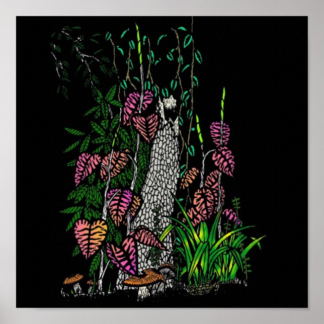 Neon Rain Forest Impressionist Colour Art Print (Front)