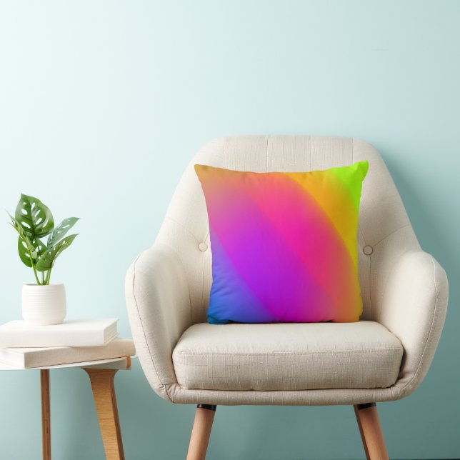 Neon Rainbow 16x16 Throw Pillow (Chair)