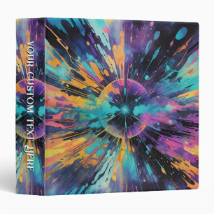 Neon Rainbow Abstract Black & Blue Binder