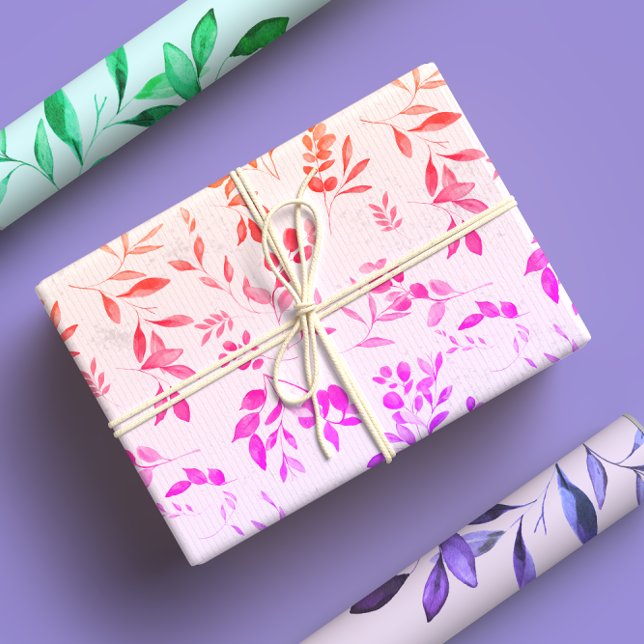Neon Rainbow Botanical Eucalyptus Wrapping Paper Sheet (Creator Uploaded)