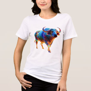 Neon Rainbow Buffalo Artwork Tri-Blend Shirt