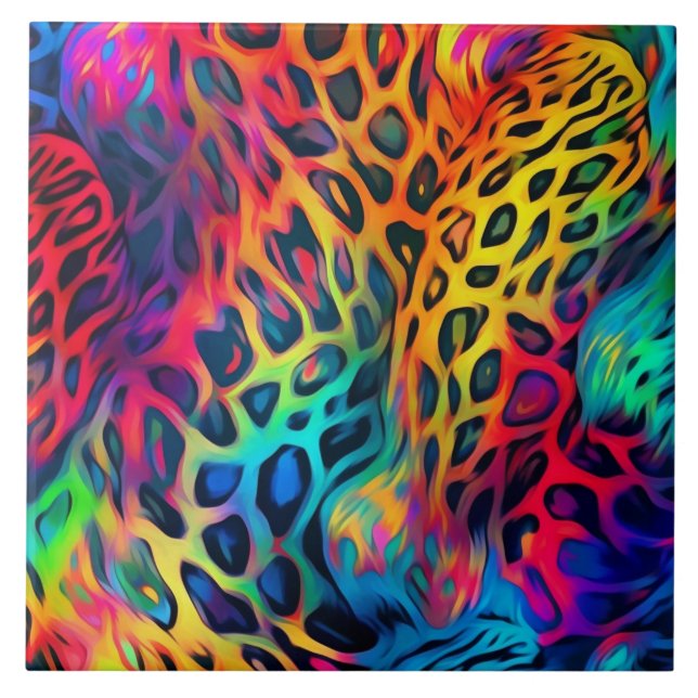 Neon Rainbow Ceramic Tile (Front)