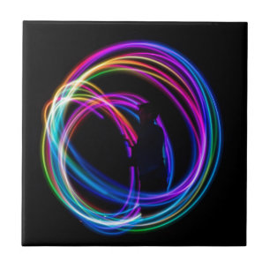 neon rainbow circle tile