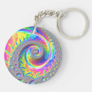 Neon Rainbow Fractal Keychain