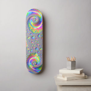 Neon Rainbow Fractal Skateboard