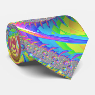 Neon Rainbow Fractal Tie