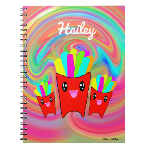 Neon Rainbow French Fries Spiral Photo Notebook
