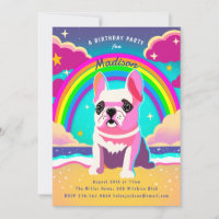 Neon Rainbow Frenchie Retro Birthday
