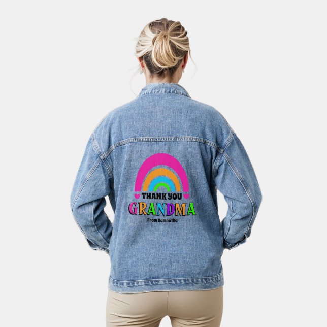 Neon Rainbow Grandma thank you Mother's Day gift Denim Jacket (Model)