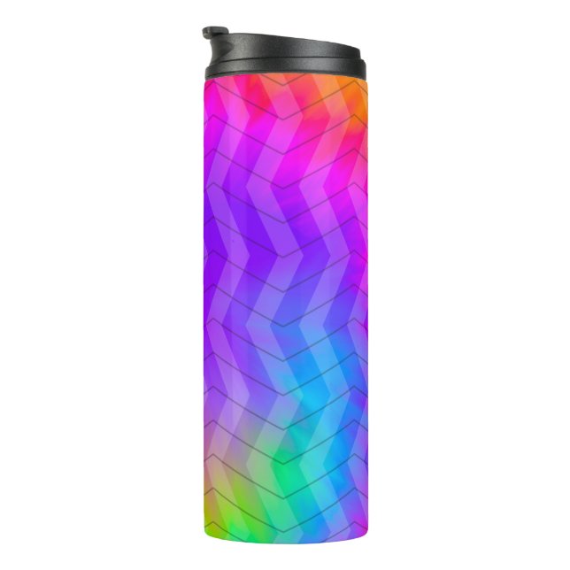 Neon Rainbow Herringbone Gift Bag Thermal Tumbler (Rotated Right)