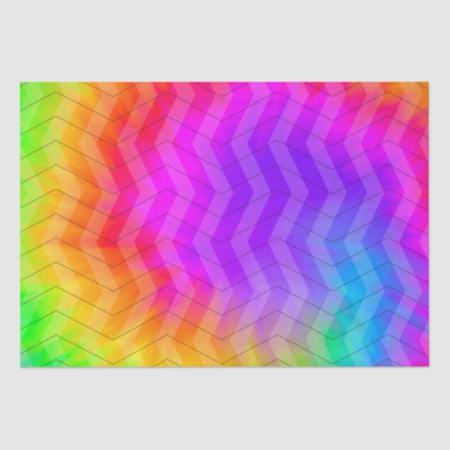 Neon Rainbow Herringbone Gift Bag Tissue Paper (Front)
