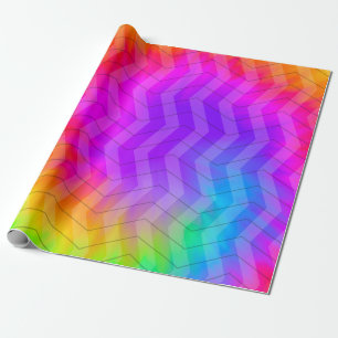 Neon Rainbow Herringbone Gift Bag Wrapping Paper