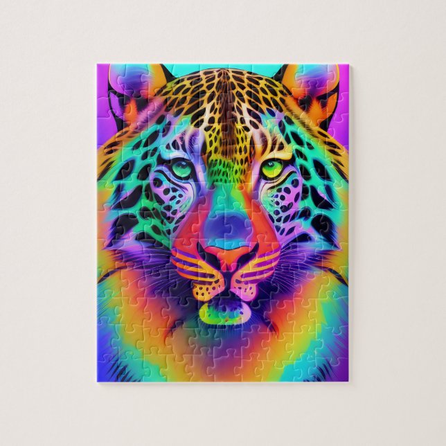 Neon Rainbow Leopard  Jigsaw Puzzle (Vertical)