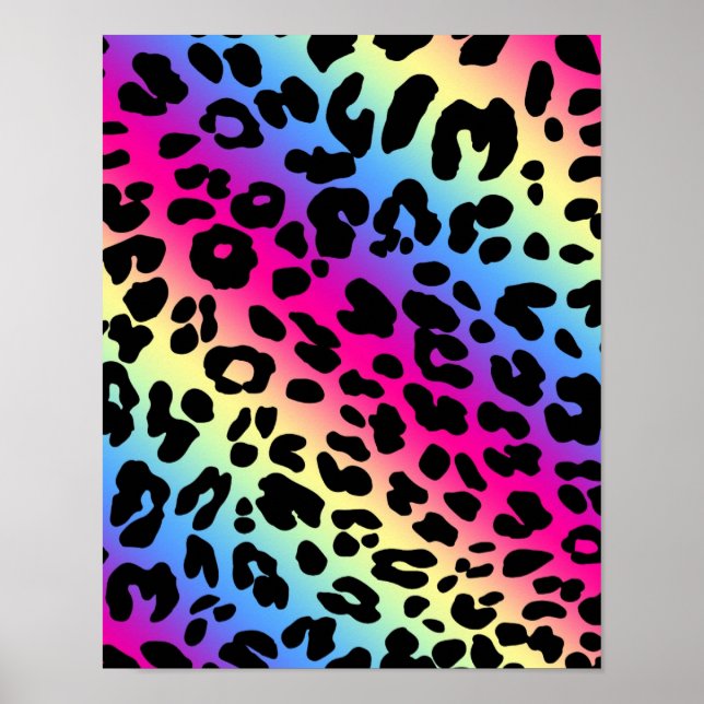 Neon Rainbow Leopard Pattern Print (Front)