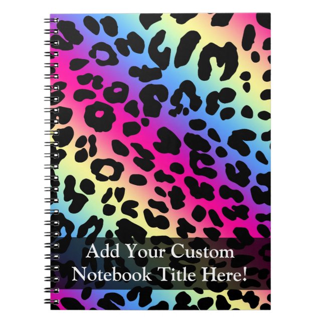 Neon Rainbow Leopard Pattern Print Notebook (Front)
