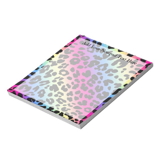 Neon Rainbow Leopard Pattern Print Notepad (Rotated)